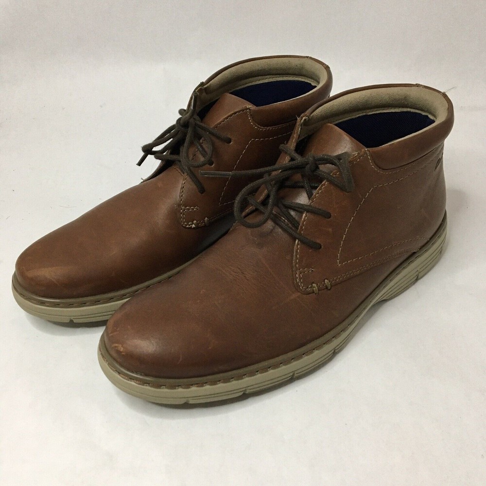CLARKS Watts Mid Lace-up Boot Brown Leather Mens Size 7.5 Ortholite Cusion